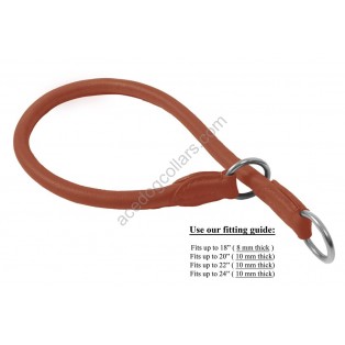 Ace Comfy Soft Best Rolled Italian Leather Slip/Check Dog Collar :: TAN ::